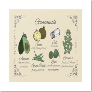 How to make guacamole recipe illustrated ingredients mexican food authentic guac recipe Posters and Art